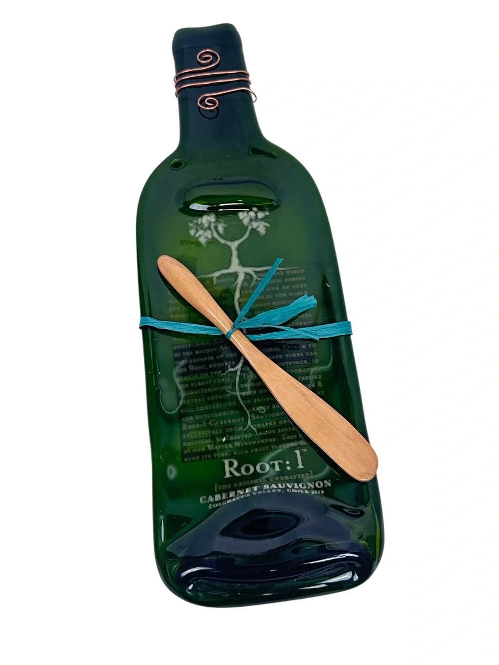Recycled Glass Bottle Cheese Board with Spreader Green